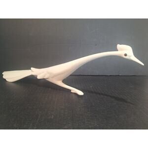 Freeman McFarlin Pottery Roadrunner Bird Figurine #166 White MCM 17.75”